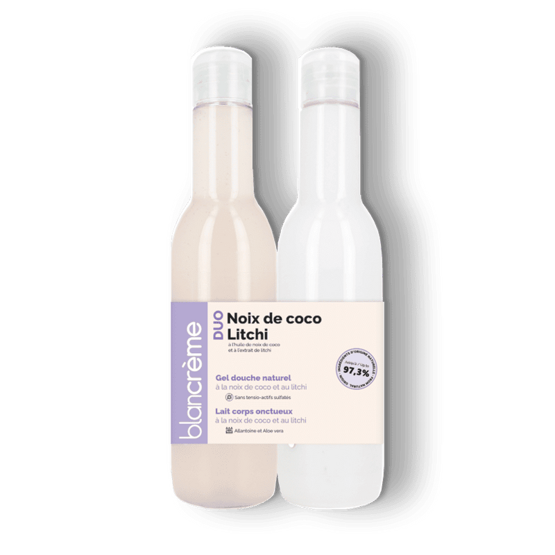 Duo gourmand pour le corps noix de coco et litchi