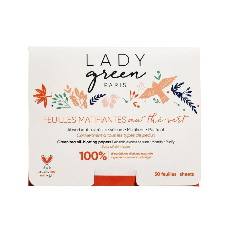 Lot de 50 feuilles matifiantes au thé vert anti-brillance